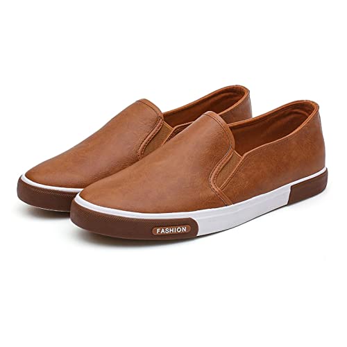 Greensen Mocassini Casual da Uomo, Scarpe da Passeggio Casual, Mocassini Prevenire lo Scivolamento Traspiranti Comode Scarpe Casual Slip On Slip On Scarpe da Ginnastica Mocassini Leggeri per L'Uso(42-Cachi)