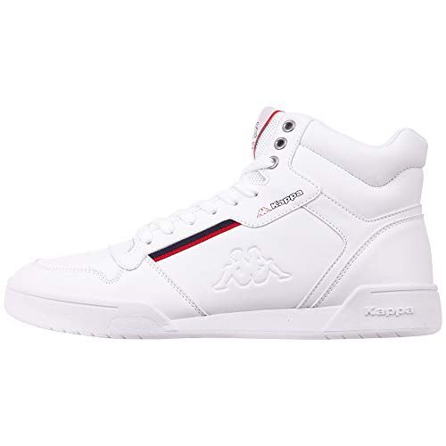 Kappa Mangan Sneaker a collo alto Uomo, Bianco (white/red), 46 EU