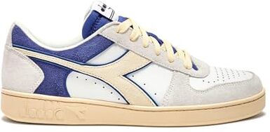 Diadora Magic Basket Low Suede Leather, Scarpe da Ginnastica Unisex-Adulto, White/Blue Eyes, 42.5 EU