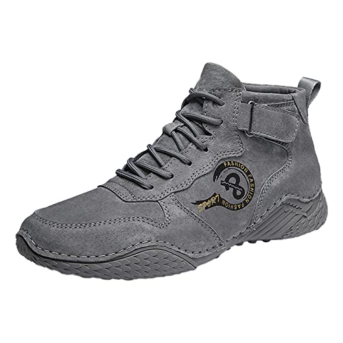 MMOOVV Sneakers da uomo in pelle scamosciata casual grande britannica con lacci e gancio Materiale Da Calcio (Grey, 40)