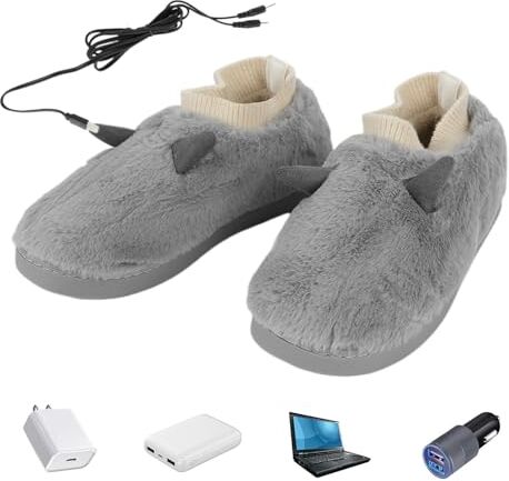 Qumiuu Ciabatte riscaldanti USB   Scaldapiedi elettrici – Stivali riscaldati, scaldapiedi, pantofole adatte al microonde, scarpe riscaldate da uomo per alleviare la rigidità dei piedi, regalo di Natale