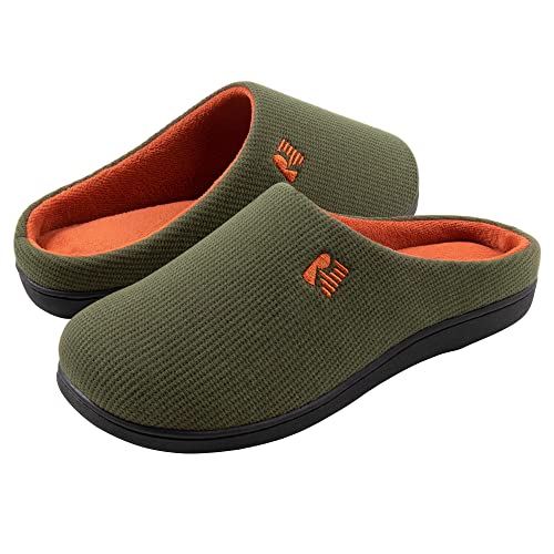 RockDove Bicolore Pantofola da Uomo in Memory Foam, 44/45 EU, Verde Militare e Arancione