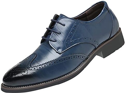 SZZY Stile classico da uomo traspirante Hollow Business Casual scarpe a punta scarpe da uomo, taglia 10,5 in pelle (blu, 8)