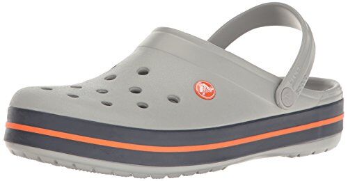 Crocs Crocband Clog, Zoccoli Unisex-Adulto, Leggeri, Facili da Pulire e da Infilare, Grigio Chiaro/Azzurro Marino, Taglia 45-46 EU