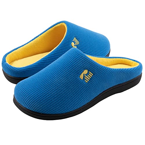 RockDove Bicolore Pantofola da Uomo in Memory Foam, 44/45 EU, Ucraina Blu e giallo