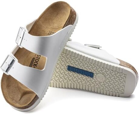 Birkenstock Arizona SL Birko-Flor Sandalo unisex per adulti, vestibilità normale, bianco, 46 EU