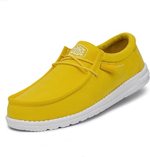 Hey Dude Tela Wally Slub, Scarpe Moc Toe Uomo, Empire Yellow, 43 EU