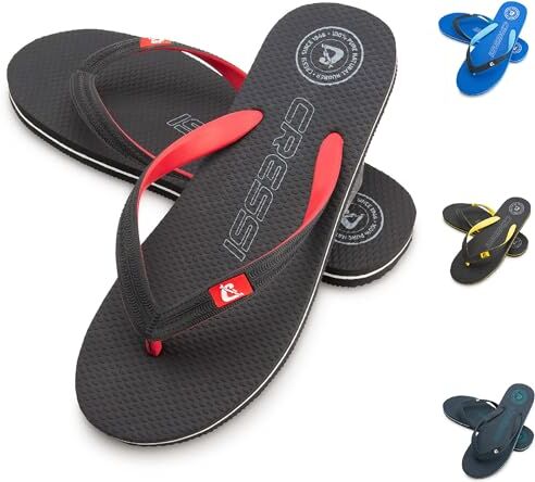 Cressi Leaf Flip Flop, Ciabatte Infradito Spiaggia e Piscina Unisex Adulto, Nero/Rosso, 45/46 EU