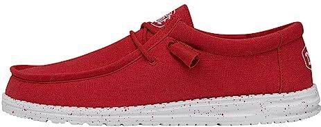 Hey Dude Tela Wally Slub, Scarpe Moc Toe Uomo, Colore: Rosso, 42 EU