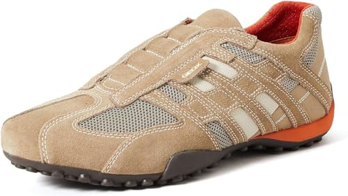 Geox Uomo Snake L, Sneakers Uomo, Beige Beige Dk Orange, 42 EU