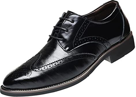 SZZY Stile classico da uomo traspirante Hollow Business Casual scarpe a punta scarpe da uomo, taglia 10,5 in pelle (nero, 8)