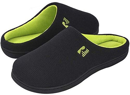 RockDove Bicolore Pantofola da Uomo in Memory Foam, 44/45 EU, Nero e Lime