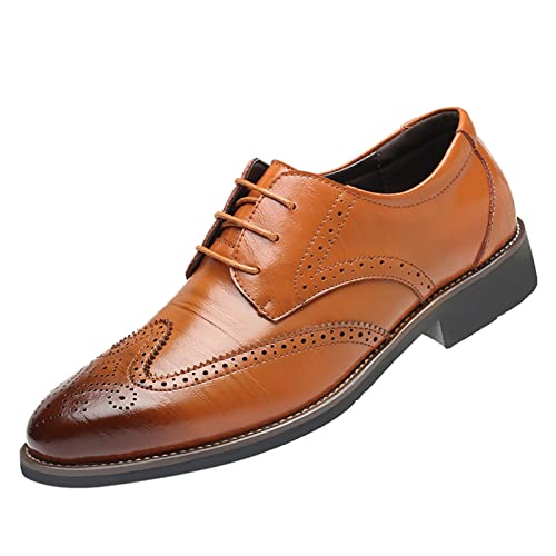 SZZY Stile classico da uomo traspirante Hollow Business Casual scarpe a punta scarpe da uomo taglia 10.5 pelle (giallo, 9.5)