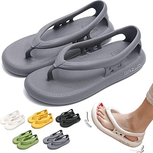 LANUUK Bazuo Sandals,2023 Summer Unisex Comfort Walking Flip Flops,EVA Thick Sole Non Slip Quick-Dry Flip-Flop,with Arch Support (44-45, Grey)