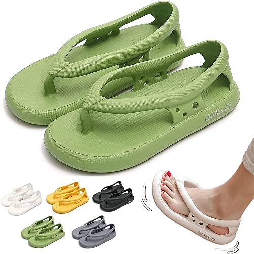 LANUUK Bazuo Sandals,2023 Summer Unisex Comfort Walking Flip Flops,EVA Thick Sole Non Slip Quick-Dry Flip-Flop,with Arch Support (39-40, Green)
