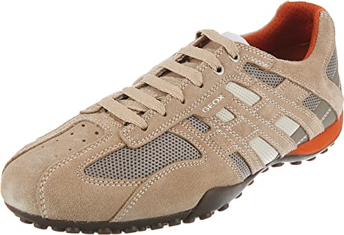 Geox Uomo Snake K, Sneakers Uomo, Beige Beige Dk Orange, 46 EU