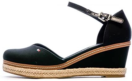 Tommy Hilfiger Basic Closed Toe Mid Wedge , Espadrillas con zeppa Donna, Nero, 41 EU