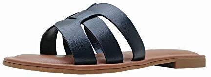 The Drop Monika Flat H-band Slide Sandal Donna, Nero, 38