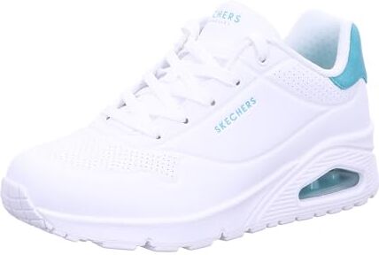 Skechers Uno, Sneaker Donna, White Durabuck Mint Suede Trim, 38.5 EU