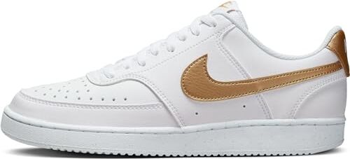 Nike Court Vision Low Next Nature, Scarpe Donna, Bianco White Metallic Gold White, 38.5 EU