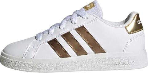 Adidas Grand Court 2.0 K, Sneaker Bambini e ragazzi, Cloud White Cloud White Matte Gold, 36 EU