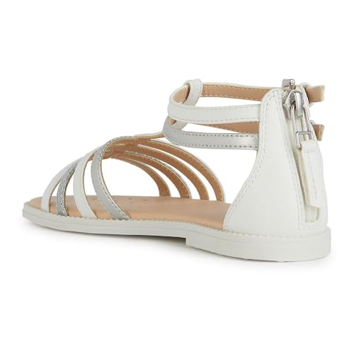 Geox J Sandal Karly Girl, Bianco Lt Silver, 35 EU