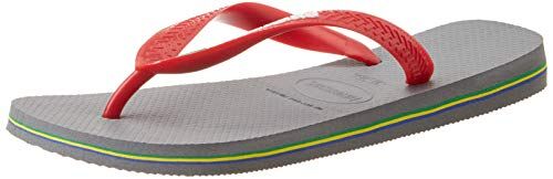 Havaianas Brasil Logo, Infradito Unisex-Adulto, Steel Grey Red, 39/40 EU