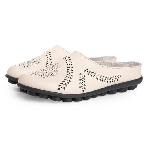 saVgu Owlkay Scarpe da Donna, Comode Pantofole Sabot da Donna, Owlkay Pantofole Casual all-Match, Sandali Bassi Comodi Mocassini da Donna Slip-On Mocassino (Color : Beige, Size : 6.5)