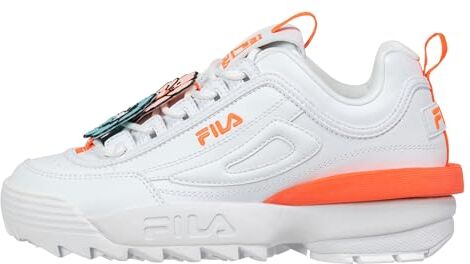 Fila DISRUPTOR wmn, Sneaker Donna, Bianco White Fiery Coral, 37 EU