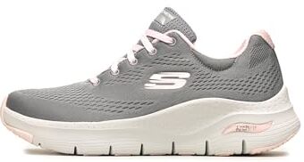 Skechers Arch Fit Big Appeal, Scarpe da Ginnastica Donna, Grigio Gray Knit Mesh Pink Trim, 38 EU