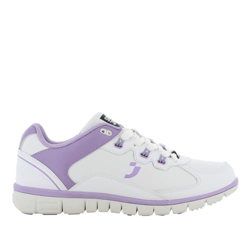 Oxypas Oxysport '' Slip-resistant, Antistatic Leather Nursing Trainers, White/Purple (Liliac), 6.5 UK (40 EU)
