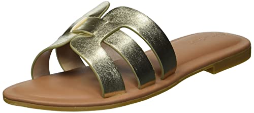 The Drop Monika Flat H-band Slide Sandal Donna, Oro, 40