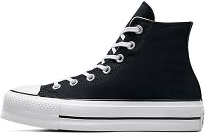 Converse Chucks Plateau Nero 560845C Chuck Taylor all Star Lift Hi Nero Bianco Bianco, Taglia:37.5