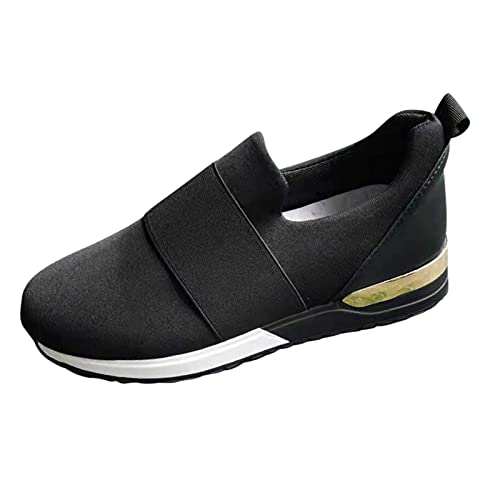 SZZY Sneakers stringate alla moda, per il tempo libero, casual, da donna, traspiranti, con zeppe, scarpe da ginnastica da donna Air (nero, 5)