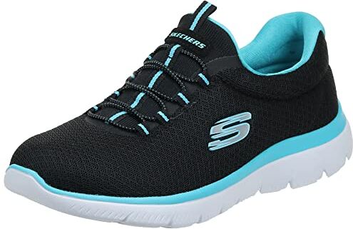 Skechers Summits, Scarpe da Ginnastica Donna, Black Turquoise, 36 EU