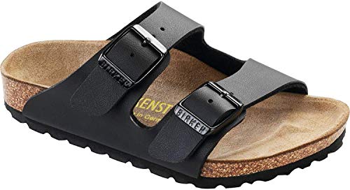 Birkenstock Arizona Plantare morbido da donna, in pelle (unisex), Birko-flor nero, 5-5.5 Narrow Women/3-3.5 Narrow Men