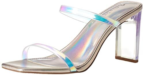 The Drop Avery Square Toe Two Strap High Heeled Sandal da Donna, Iridescente, 37.5