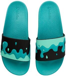 Dedoles Ciabatte Donna Uomo & Bambini Sandali per Spiaggia e Piscina con tanti Design Patatine Fiori Volpe Lama Nuvole Ketchup Regalo, Colore: Gocce turchesi, Misurare: 42 EU