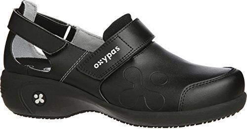 Oxypas Scarpe da Lavoro in Pelle  Zoccolo di Sicurezza da Donna, Antiscivolo e Confortevole, Ideale per l'Assistenza Ospedaliera e Infermieristica, Bianco, 38 EU