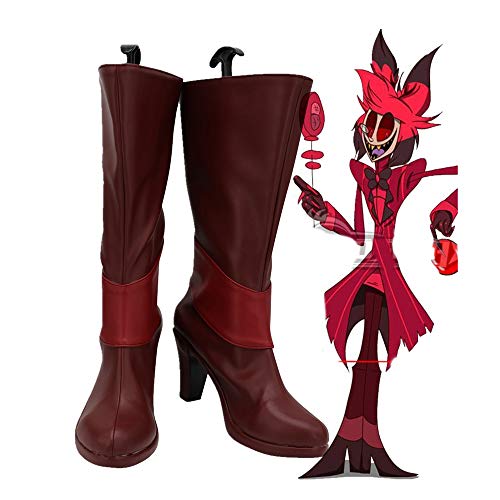 ADTEMP Hazbin Cosplay Hotel Alastor Stivali da cosplay con tacco alto Alastor stivali rossi su misura 38