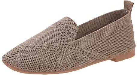 MMOOVV Scarpe casual comode piatte lavorate a maglia in maglia traspirante tinta unita moda donna Camici Estetista (Grey, 39)