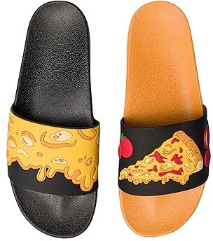 Dedoles Ciabatte Donna Uomo & Bambini Sandali per Spiaggia e Piscina con tanti Design Patatine Fiori Volpe Lama Nuvole Ketchup Regalo, Color: Pizza Margherita, 38 EU