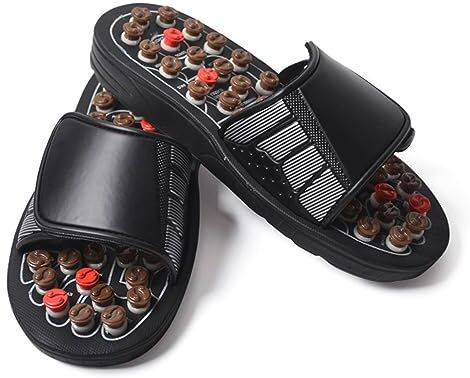 RIEONA Pantofole da massaggio magnetiche, scarpe da pettegolezzo for massaggio Tai Chi con magnetoterapia ruotabile, rilassamento del piede con digitopressione yoga for uomini e donne (Color : Eight rotated