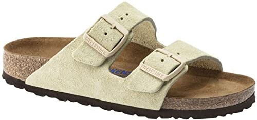 Birkenstock Arizona Sandali unisex, plantare morbido, calzata stretta, Camoscio mandorla, 43/44 EU