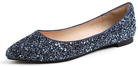 Feversole Ballerina in Paillettes Luccicanti Colorata con Cuscino in Memory Foam per amaretti da Donna Notte Blu Taglie 40