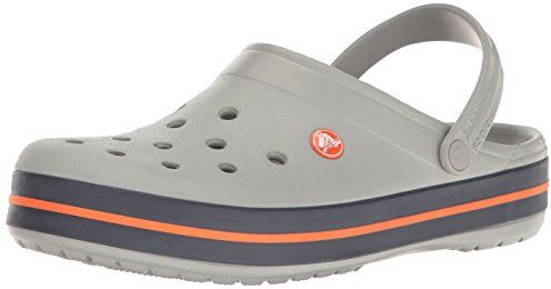 Crocs Crocband Clog, Zoccoli Unisex-Adulto, Leggeri, Facili da Pulire e da Infilare, Grigio Chiaro/Azzurro Marino, Taglia 43-44 EU