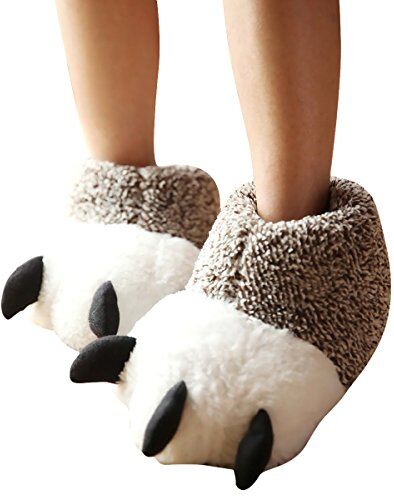 ZUMUii Butterme Unisex Polar Bear Paw Pantofole Inverno Caldo Stivali Peluche Casa Scarpe Furry Animal Paw House Pantofole(Cachi,S/EU 36-37)