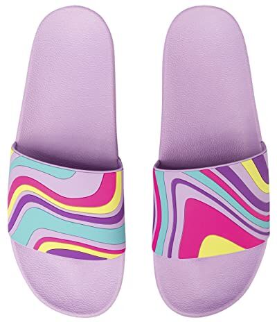 Dedoles Ciabatte Donna Uomo & Bambini Sandali per Spiaggia e Piscina con tanti Design Patatine Fiori Volpe Lama Nuvole Ketchup Regalo, Color: Onde colorate, 39 EU