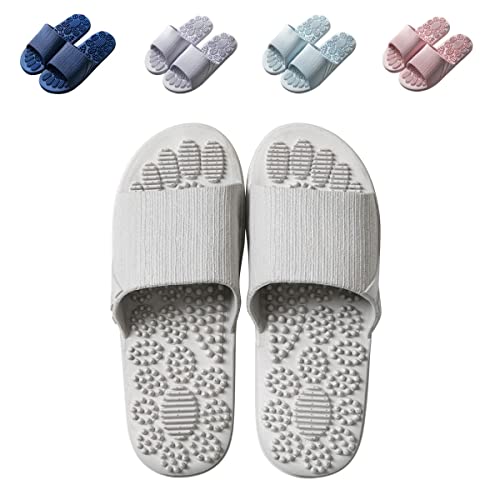 YCKEGEW Pantofole Da Massaggio Agopuntura Riflessologia Massaggio Sandali Sandali Da Donna Terapeutici Di Agopressione Del Piede Scarpe Da Casa Antiscivolo Per Bagno Doccia (Color : Grey, Size : 38-39 EU)