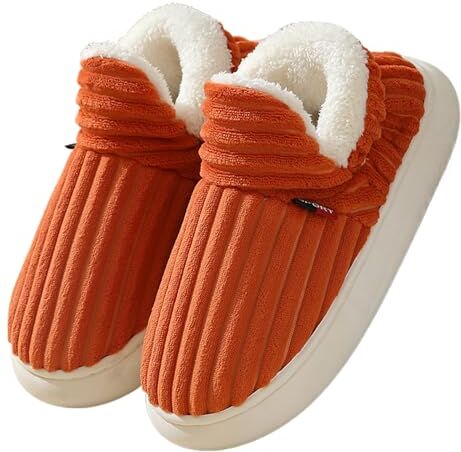 EWFAS Pantofole in cotone   Scivoli antiscivolo con suole ortopediche Scivoli per interni ed esterni, comode pantofole invernali per la casa fuzzy slip-on per donne e uomini